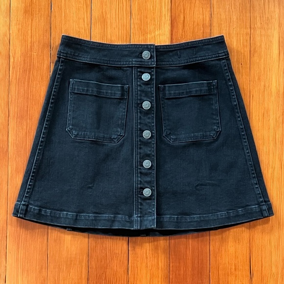 NWT - Madewell Stretch Denim A-Line Mini Skirt in Black Frost - Size 0 - Picture 5 of 7
